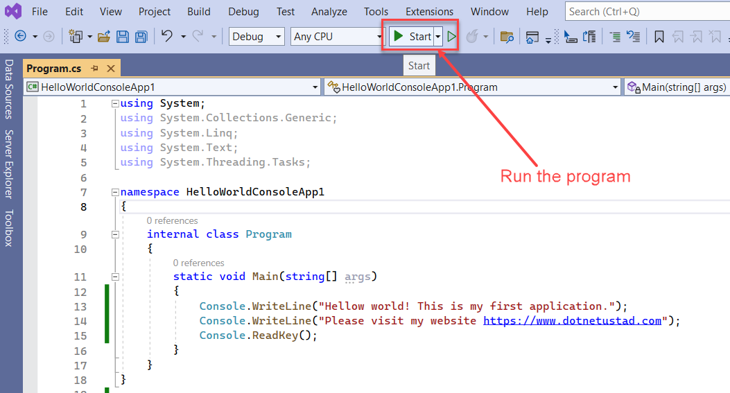 C# console app step-7