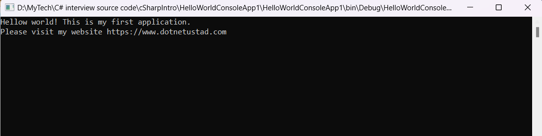 C# console app step-7 output