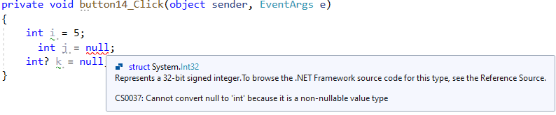 difference between int and int? nullable